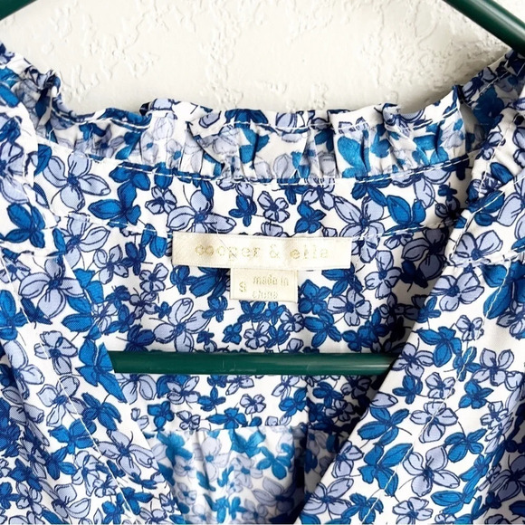 sale COOPER & Ella Blue Ditsy Floral Button Down Pleasant Blouse S - Picture 8 of 10